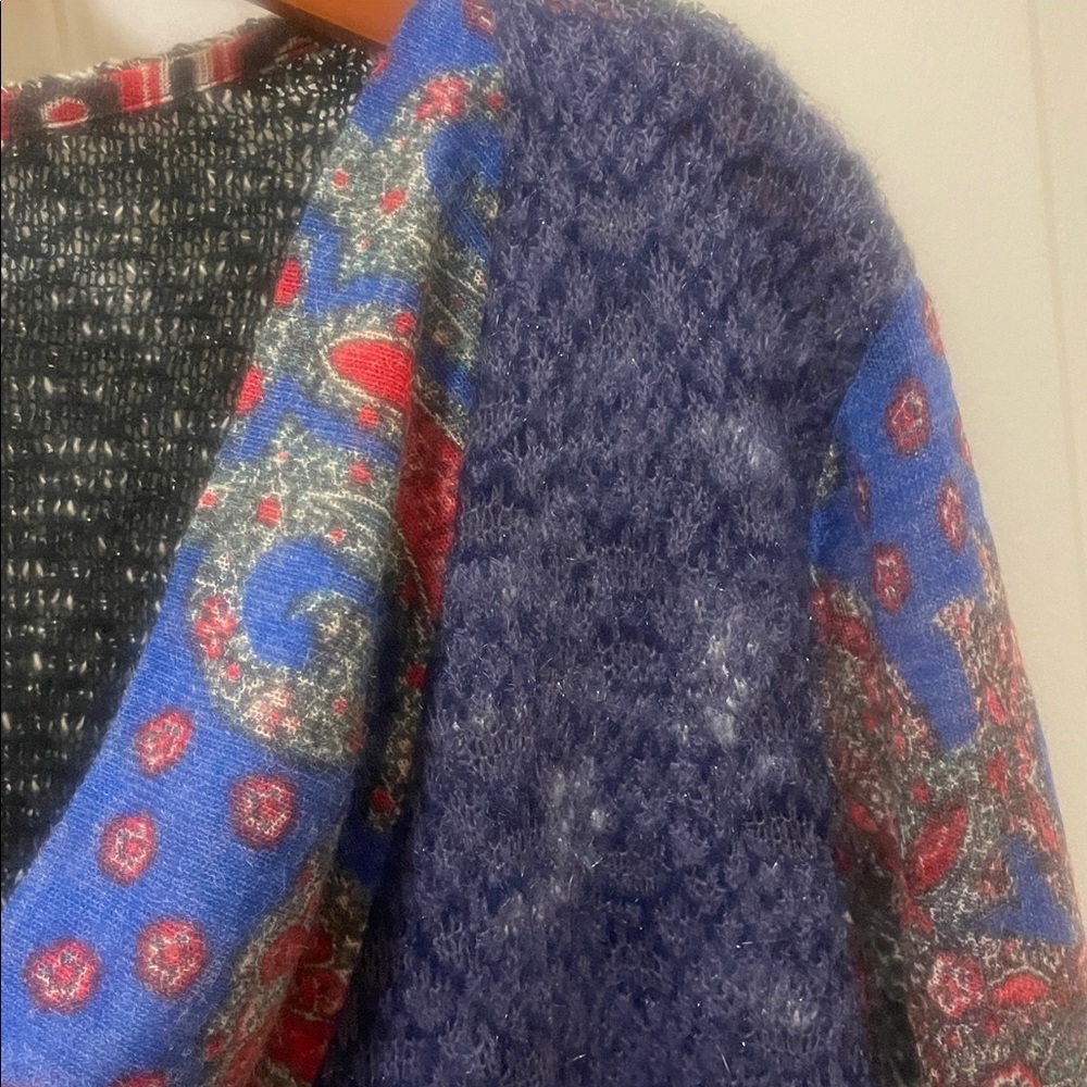 Multicolor Patchwork Cowl Neck Sweater - Picture 6 of 8